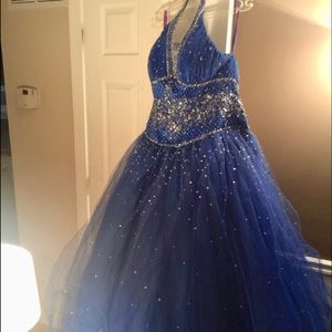 Royal Blue Plus Prom Ball Gown Style Dress